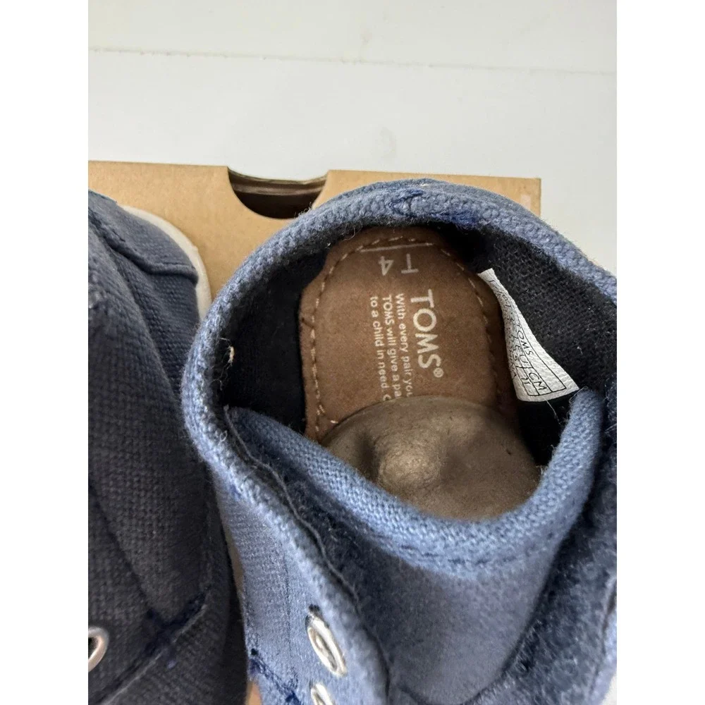 TOMS Paseo Mid Navy Canvas Tiny Shoes Toddler Size 4C New‎